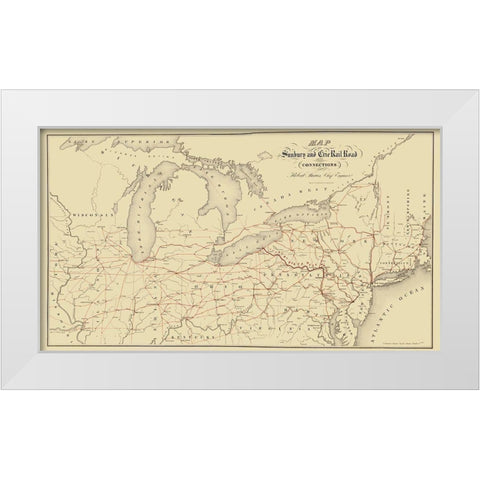 Sunbury and Erie Railroad - Sibell 1850 White Modern Wood Framed Art Print by Sibell