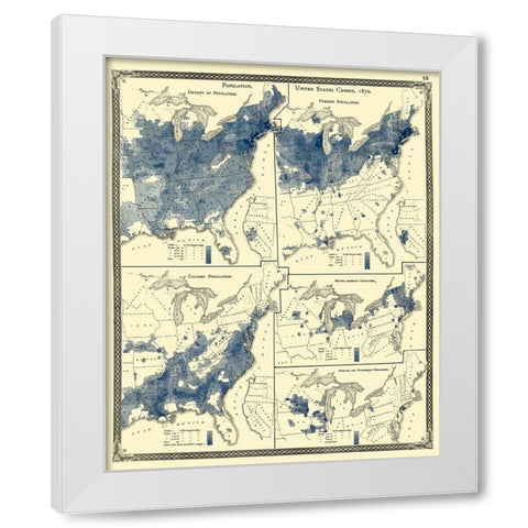 United States Population Census - Baskin 1876 White Modern Wood Framed Art Print by Baskin