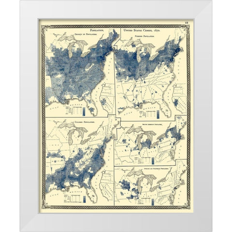 United States Population Census - Baskin 1876 White Modern Wood Framed Art Print by Baskin