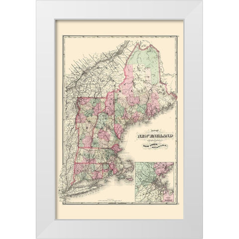 New England - Davenport 1883 White Modern Wood Framed Art Print by Davenport