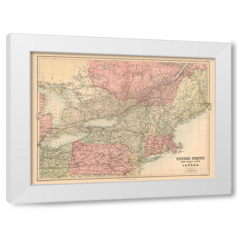 North Eastern US, Canada - Black 1867 White Modern Wood Framed Art Print by Black