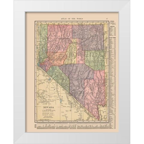Nevada - Hammond 1910 White Modern Wood Framed Art Print by Hammond