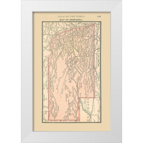 Nebraska - Alden 1886 White Modern Wood Framed Art Print by Alden