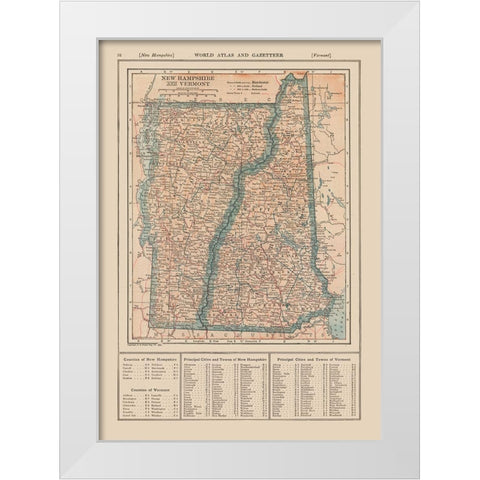 New Hampshire, Vermont - Reynold 1921 White Modern Wood Framed Art Print by Reynold