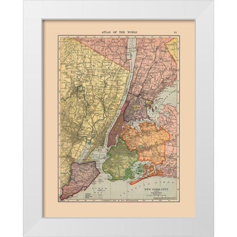 New York City  New York - Hammond 1910 White Modern Wood Framed Art Print by Hammond