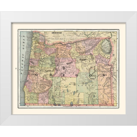 Oregon - Cram 1892 White Modern Wood Framed Art Print by Cram