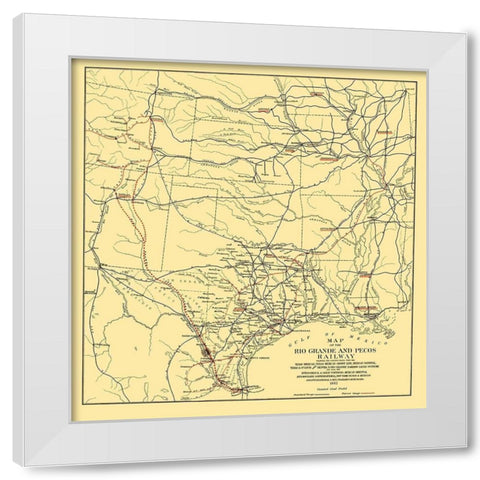 Rio Grande and Pecos Railway - Bien 1882 White Modern Wood Framed Art Print by Bien