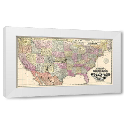 Atchison, Topeka and Santa Fe Railroad 1881 White Modern Wood Framed Art Print by Rand McNally