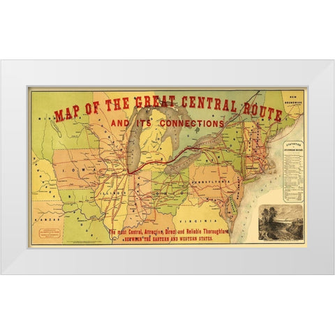 Great Central Railroad Route - Thomas 1856 White Modern Wood Framed Art Print by Thomas