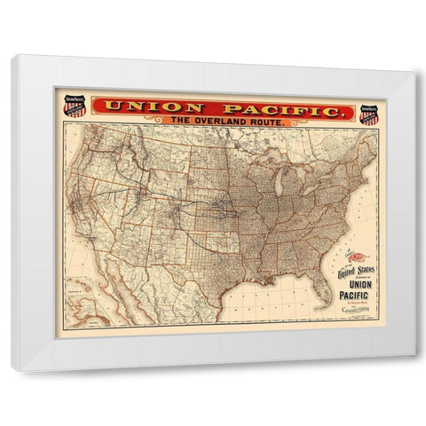 Union Pacific Railroad - Knight 1892 White Modern Wood Framed Art Print by Knight