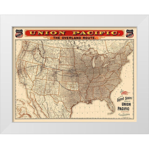 Union Pacific Railroad - Knight 1892 White Modern Wood Framed Art Print by Knight