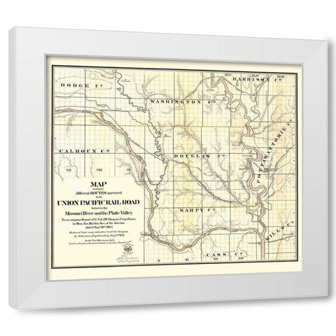 Union Pacific, Missouri River, Platte Valley - White Modern Wood Framed Art Print by Unknown