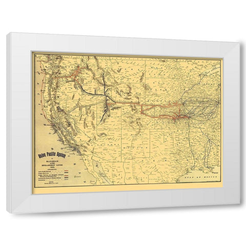 Union Pacific Railroad and Steamship Lines 1900 White Modern Wood Framed Art Print by Rand McNally