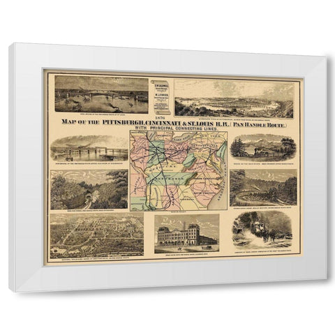 Pittsburgh, Cincinnati and St. Louis RR - 1876 White Modern Wood Framed Art Print by Unknown