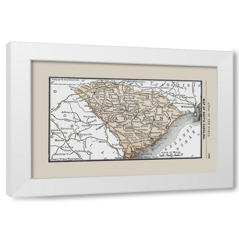 South Carolina - Alden 1886 White Modern Wood Framed Art Print by Alden
