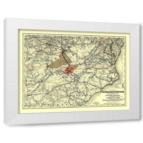 Consolidated Southern Railway - Colton 1883 White Modern Wood Framed Art Print by Colton