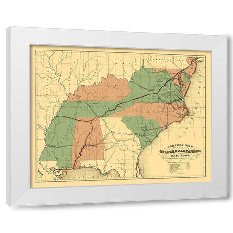 Orange and Alexandria Railroad - Ackerman 1851 White Modern Wood Framed Art Print by Ackerman