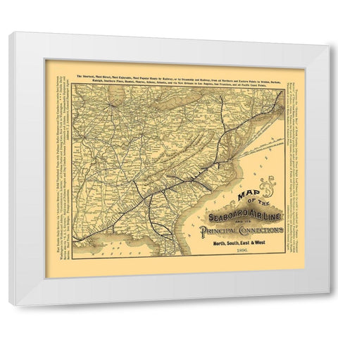 Seaboard Air Line Railroad - Rand McNally 1896 White Modern Wood Framed Art Print by Rand McNally