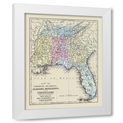 South Eastern United States - Mitchell 1877 White Modern Wood Framed Art Print by Mitchell