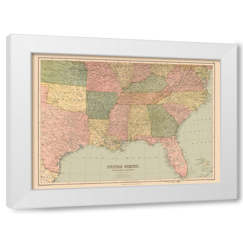 Southern Section of US - Black 1867 White Modern Wood Framed Art Print by Black