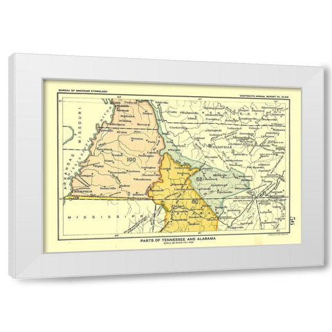 Tennessee - Alabama - Hoen 1896 White Modern Wood Framed Art Print by Hoen