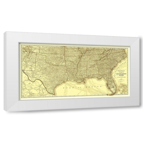 Southeastern States Roads - Rand McNally 1923 White Modern Wood Framed Art Print by Rand McNally