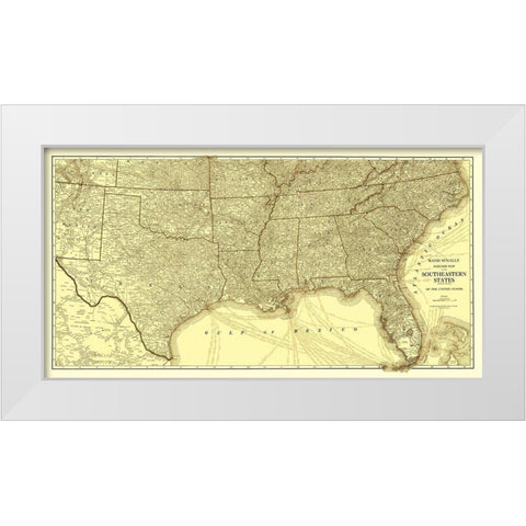 Southeastern States Roads - Rand McNally 1923 White Modern Wood Framed Art Print by Rand McNally