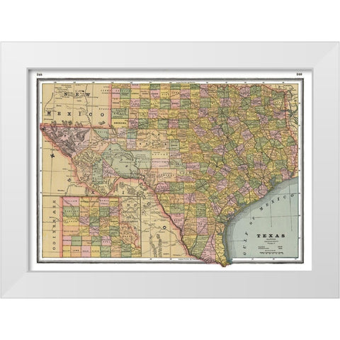 Texas - Johnson 1888 White Modern Wood Framed Art Print by Johnson