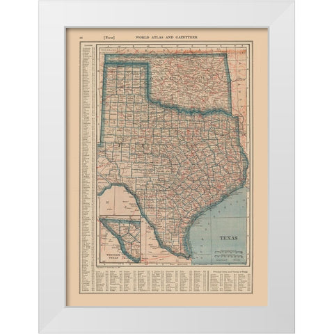 Texas - Reynold 1921 White Modern Wood Framed Art Print by Reynold