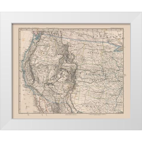 Western United States - Stieler 1885 White Modern Wood Framed Art Print by Stieler