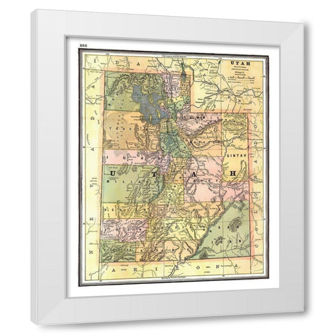 Utah - Johnson 1888 White Modern Wood Framed Art Print by Johnson