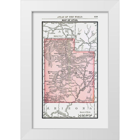 Utah - Alden 1886 White Modern Wood Framed Art Print by Alden