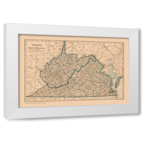 Virginia, West Virginia - Reynold 1921 White Modern Wood Framed Art Print by Reynolds