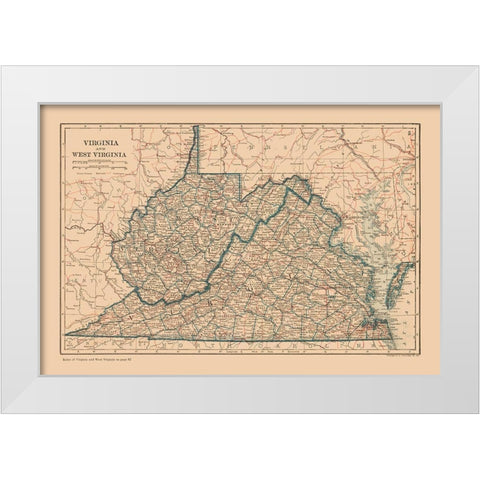 Virginia, West Virginia - Reynold 1921 White Modern Wood Framed Art Print by Reynolds