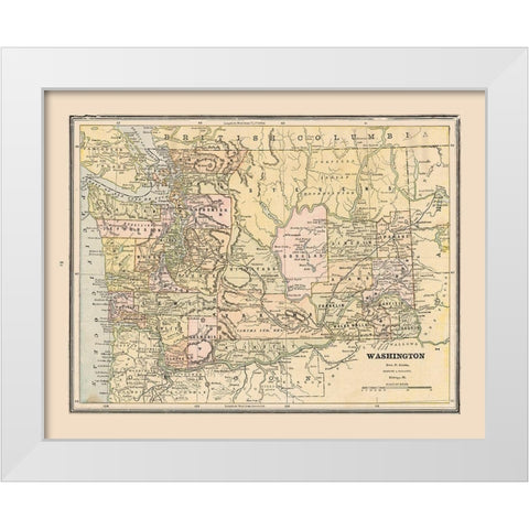 Washington, United States - Cram 1888 White Modern Wood Framed Art Print by Cram