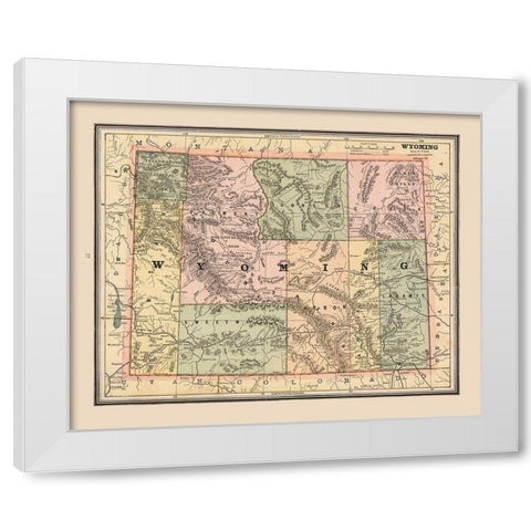 Wyoming, United States - Cram 1888 White Modern Wood Framed Art Print by Cram