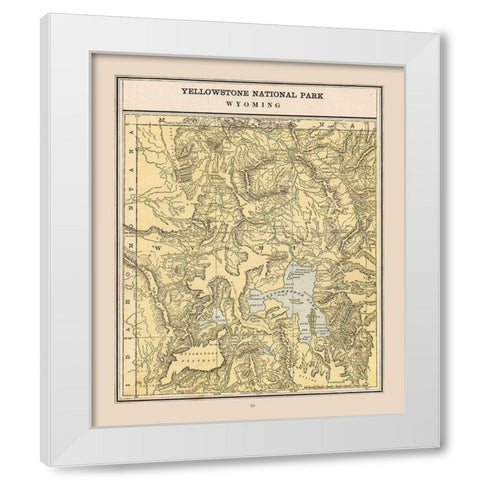 Yellowstone National Park - Cram 1888 White Modern Wood Framed Art Print by Cram