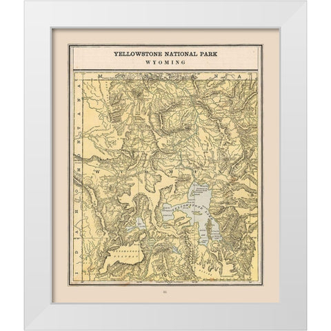 Yellowstone National Park - Cram 1888 White Modern Wood Framed Art Print by Cram