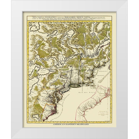 American Eastern Seaboard - 1730 White Modern Wood Framed Art Print by Unknown