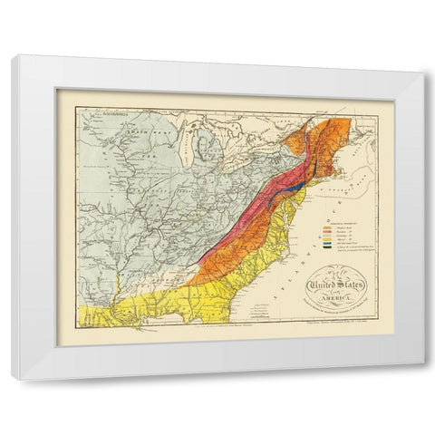 United States of America - Melish 1817 White Modern Wood Framed Art Print by Melish