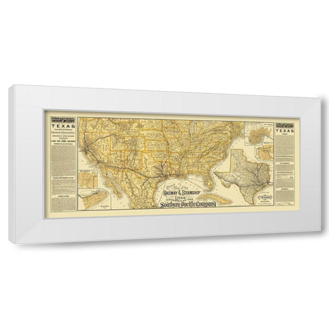 Southern Pacific Railroads, Steamship Lines White Modern Wood Framed Art Print by Poole