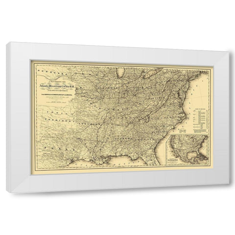 Atlantic, Mississippi and Ohio Railroad 1867 White Modern Wood Framed Art Print by Colton