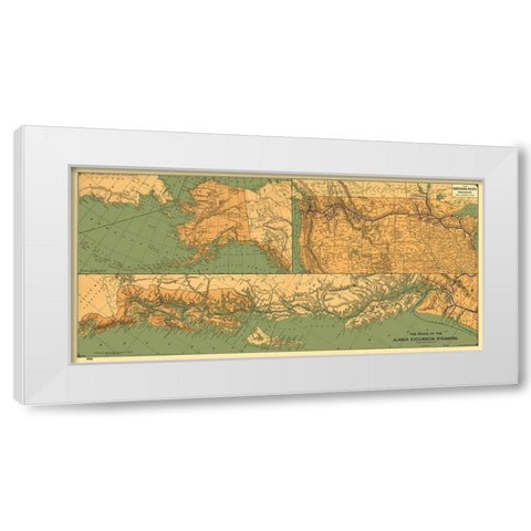 Alaska Excursion Steamers, Northern Pacific 1891 White Modern Wood Framed Art Print by Poole