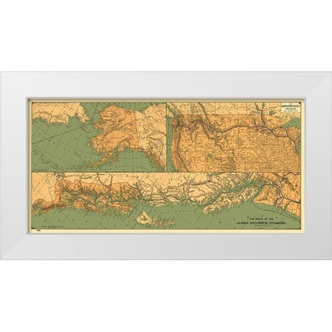 Alaska Excursion Steamers, Northern Pacific 1891 White Modern Wood Framed Art Print by Poole