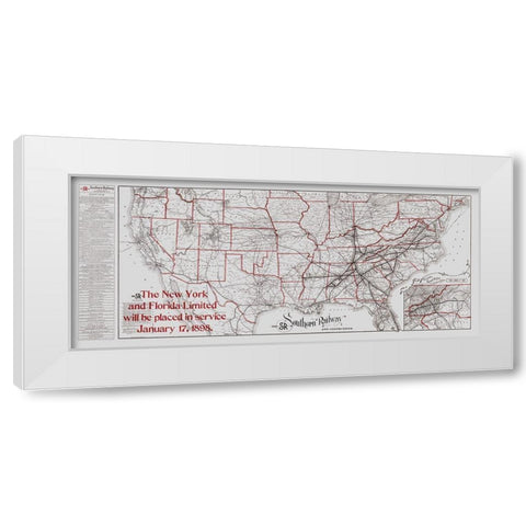 Southern Railway - Matthews 1897 White Modern Wood Framed Art Print by Matthews