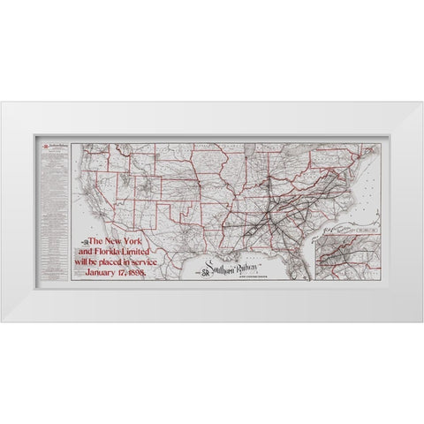 Southern Railway - Matthews 1897 White Modern Wood Framed Art Print by Matthews