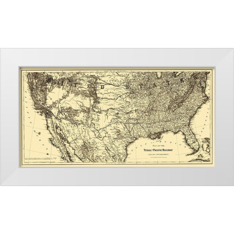 Texas and Pacific Railway - Colton 1876 White Modern Wood Framed Art Print by Colton
