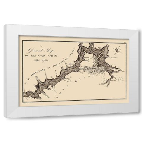 Ohio River - Collot 1796 White Modern Wood Framed Art Print by Collot