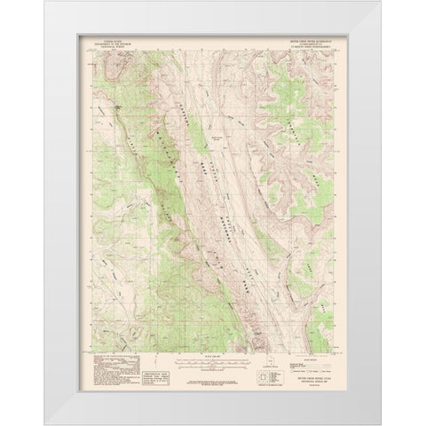 Bitter Creek Divide Utah Quad - USGS 1987 White Modern Wood Framed Art Print by USGS