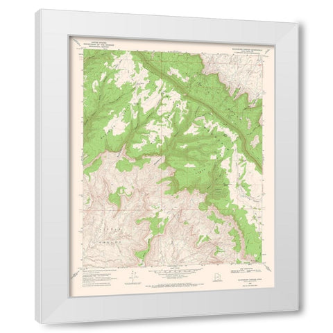 Blackburn Canyon Utah Quad - USGS 1968 White Modern Wood Framed Art Print by USGS